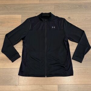 UNDER ARMOUR Black Ribbed Full Zip-Up Loose Fit Lightweight‎ Jacket Size 2XL